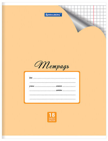 Тетрадь 18 л. BRAUBERG "ЭКО", клетка, обложка плотная мелованная бумага, ПАСТЕЛЬНАЯ С УГОЛКОМ, 402804