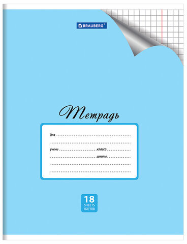 Тетрадь 18 л. BRAUBERG "ЭКО", клетка, обложка плотная мелованная бумага, ПАСТЕЛЬНАЯ С УГОЛКОМ, 402804