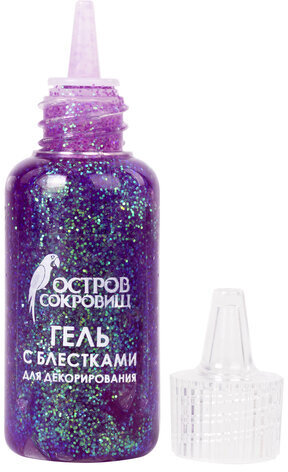 Гель с блестками ОСТРОВ СОКРОВИЩ, для декора, поделок, DIY, творчества, оформления, НЕОН, 6 цветов по 20 мл, блистер, 662259