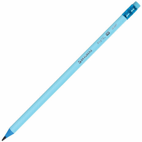 Набор карандашей чернографитных с ластиком BRAUBERG "PASTEL" 12 шт., HB, 181997