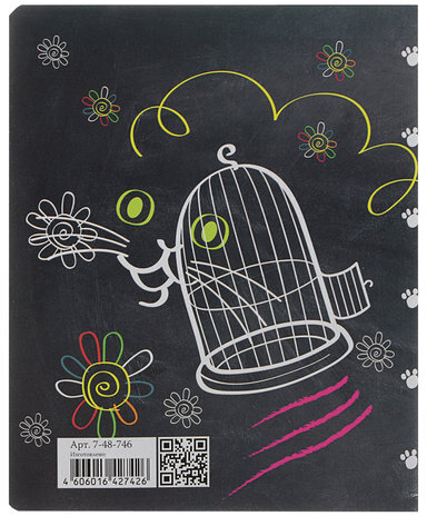 Тетрадь А5 48 л. АЛЬТ скоба, клетка, гибридный лак, "УЧЕНЫЙ КОТ", 7-48-746