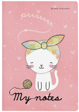 Блокнот МАЛЫЙ ФОРМАТ (80х126 мм) А6, 32 л., сшивка, клетка, BRUNO VISCONTI, Soft Touch, кремовый блок 70 г/м2, "КОТЕНОК", 7-32-001/04