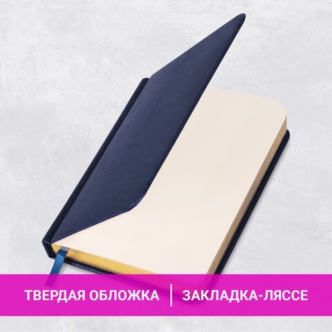 Ежедневник недатированный МАЛЫЙ ФОРМАТ 100x150 мм А6 BRAUBERG "Iguana", под кожу, 160 л., синий, 114467