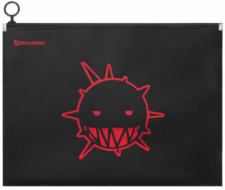 Папка для тетрадей BRAUBERG А4, 1 отделение, пластик, на zip-lock-молнии, "Danger", 272105