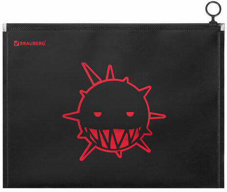 Папка для тетрадей BRAUBERG А4, 1 отделение, пластик, на zip-lock-молнии, "Danger", 272105