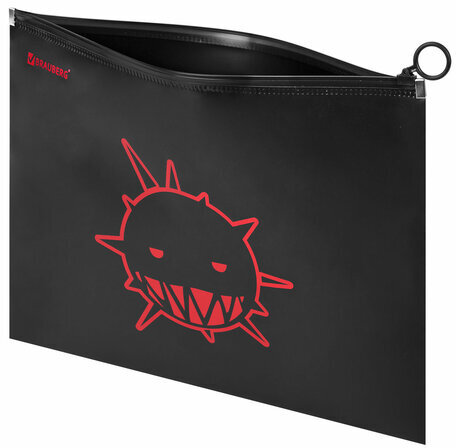 Папка для тетрадей BRAUBERG А4, 1 отделение, пластик, на zip-lock-молнии, "Danger", 272105