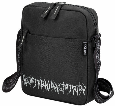 Сумка на плечо HEIKKI COMPACT (ХЕЙКИ) с карманом, черная с принтом, 23х17х5 см, 272629