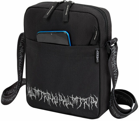 Сумка на плечо HEIKKI COMPACT (ХЕЙКИ) с карманом, черная с принтом, 23х17х5 см, 272629