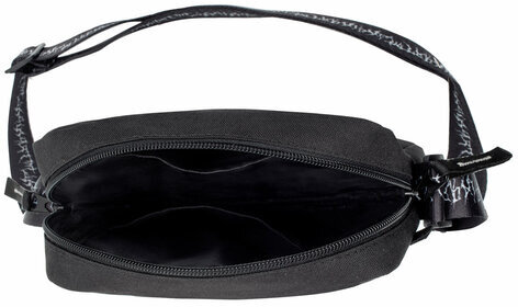 Сумка на плечо HEIKKI COMPACT (ХЕЙКИ) с карманом, черная с принтом, 23х17х5 см, 272629