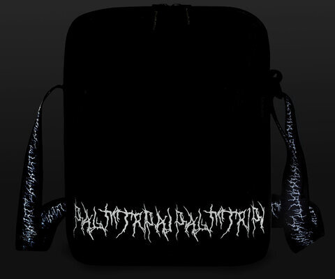 Сумка на плечо HEIKKI COMPACT (ХЕЙКИ) с карманом, черная с принтом, 23х17х5 см, 272629