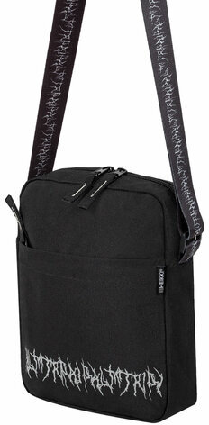 Сумка на плечо HEIKKI COMPACT (ХЕЙКИ) с карманом, черная с принтом, 23х17х5 см, 272629