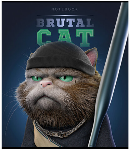 Тетрадь А5 48 л., ПЗБМ, скоба, клетка, конгрев, TWIN-лак, "Брутальные коты" (5 видов), 27391