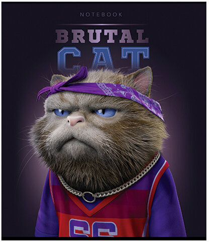 Тетрадь А5 48 л., ПЗБМ, скоба, клетка, конгрев, TWIN-лак, "Брутальные коты" (5 видов), 27391