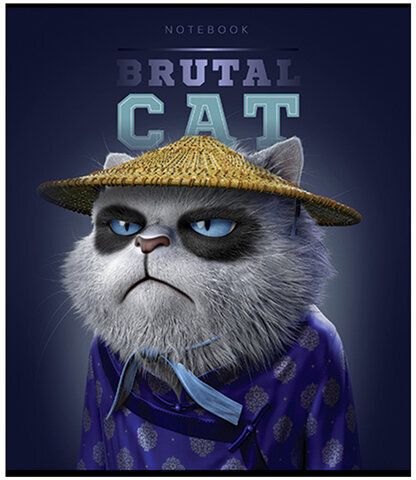 Тетрадь А5 48 л., ПЗБМ, скоба, клетка, конгрев, TWIN-лак, "Брутальные коты" (5 видов), 27391
