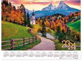 Календарь настенный листовой на 2024 г., формат А2 60х45 см, "Осенняя сказка", HATBER, Кл2_29727