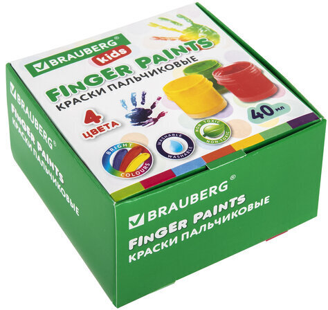 Краски пальчиковые для малышей от 1 года, 4 цвета по 40 мл, BRAUBERG KIDS, 192278