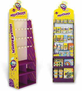 Стойка для размещения товара напольная УСИЛЕННАЯ ЮНЛАНДИЯ, 200х60х40 см, 3 полки, 25 крючков, 504345