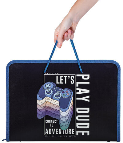 Папка для труда на молнии с ручками ПИФАГОР А4, 1 отделение, пластик, органайзер, "Aracde Fun", 271474