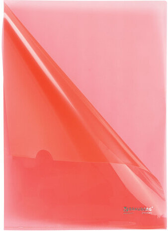 Папка-уголок жесткая BRAUBERG, красная, 0,15 мм, 221640