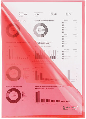 Папка-уголок жесткая BRAUBERG, красная, 0,15 мм, 221640