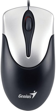 Мышь проводная GENIUS NetScroll 100 V2, USB, 2 кнопки + 1 колесо-кнопка, оптическая, чёрно-серебристая, 31010232100