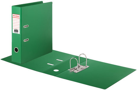 Папка-регистратор BRAUBERG с двухсторонним покрытием из ПВХ, 70 мм, светло-зеленая, 222654