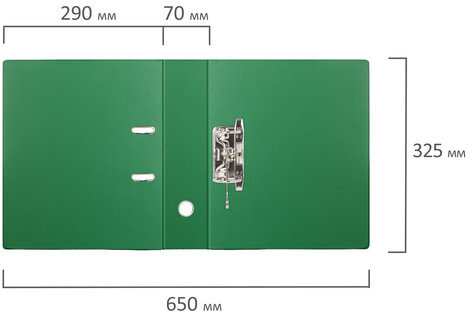 Папка-регистратор BRAUBERG с двухсторонним покрытием из ПВХ, 70 мм, светло-зеленая, 222654