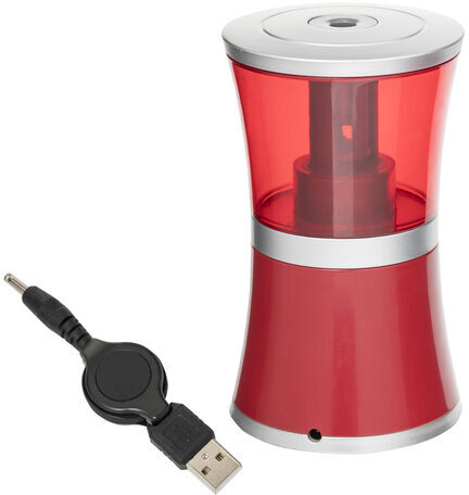 Точилка электрическая BRAUBERG "STYLE", питание от USB/4 батареек АА, красная, 223568