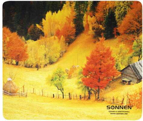 Коврик для мыши SONNEN "FALL", резина + ткань, 260х220х3 мм, 513297
