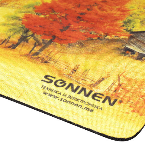 Коврик для мыши SONNEN "FALL", резина + ткань, 260х220х3 мм, 513297