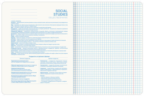 Тетрадь предметная со справочным материалом ORIGINAL 48 л., TWIN лак, ОБЩЕСТВОЗНАНИЕ, клетка, BRAUBERG, 404298