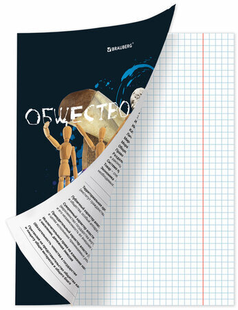Тетрадь предметная со справочным материалом ORIGINAL 48 л., TWIN лак, ОБЩЕСТВОЗНАНИЕ, клетка, BRAUBERG, 404298