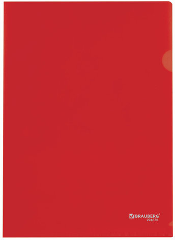 Папка-уголок жесткая, непрозрачная BRAUBERG, красная, 0,15 мм, 224879