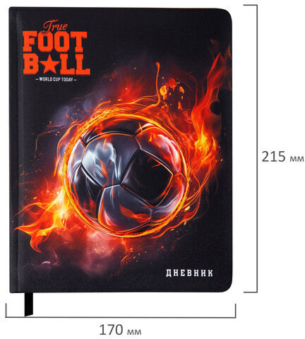 Дневник 1-11 класс 48 л., обложка кожзам (твердая с поролоном), 3D-элемент, BRAUBERG, "Футбол", 107220