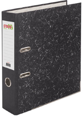 Папка-регистратор STAFF &quot;EVERYDAY&quot; с мраморным покрытием, 70 мм, с уголком, черный корешок, 227187