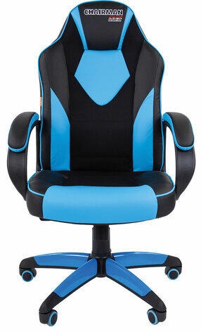 Кресло компьютерное СН GAME 17, ткань TW/экокожа, черное/голубое, 7024559