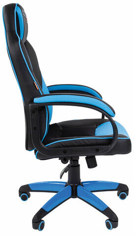 Кресло компьютерное СН GAME 17, ткань TW/экокожа, черное/голубое, 7024559