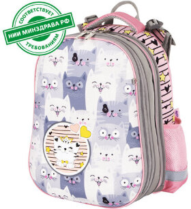 Ранец ЮНЛАНДИЯ EXTRA, с дополнительным объемом, &quot;Gray kittens&quot;, 38x29x18 см, 227843
