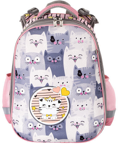 Ранец ЮНЛАНДИЯ EXTRA, с дополнительным объемом, "Gray kittens", 38x29x18 см, 227843