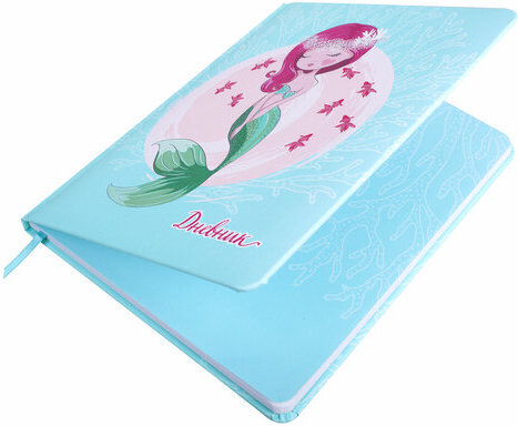 Дневник 1-11 класс 48 л., кожзам (твердая с поролоном), печать, наклейки, ЮНЛАНДИЯ, "Русалочка", 106187