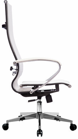 Кресло офисное МЕТТА "К-7" хром, прочная сетка, сиденье и спинка регулируемые, белое