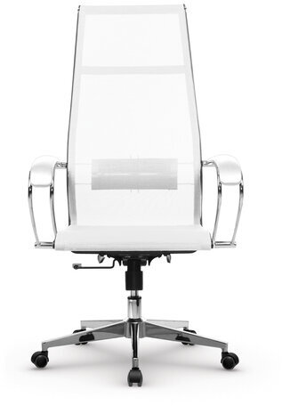 Кресло офисное МЕТТА "К-7" хром, прочная сетка, сиденье и спинка регулируемые, белое