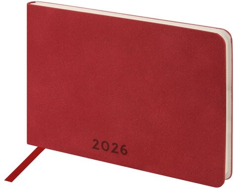 Еженедельник датированный 2026 МАЛЫЙ ФОРМАТ 105х160 мм, А6, BRAUBERG "Unique", красный, 117206