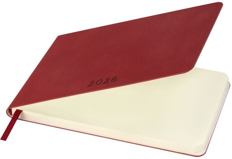 Еженедельник датированный 2026 МАЛЫЙ ФОРМАТ 105х160 мм, А6, BRAUBERG "Unique", красный, 117206