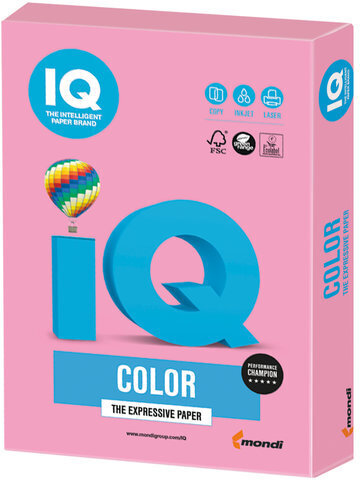 Бумага цветная IQ color, А4, 160 г/м2, 250 л., пастель, розовая, PI25