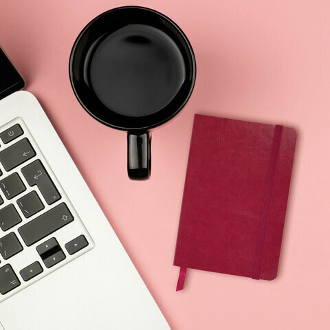 Блокнот МАЛЫЙ ФОРМАТ (100x150 мм) А6, BRAUBERG "Metropolis Ultra", под кожу, 80 л., клетка, красный, 111026