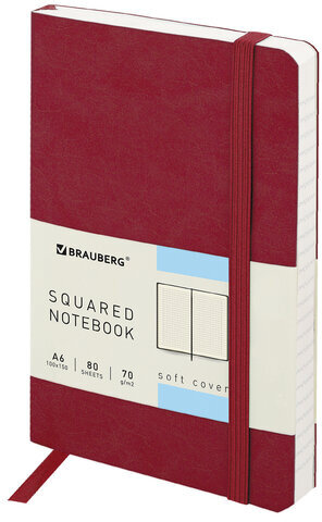 Блокнот МАЛЫЙ ФОРМАТ (100x150 мм) А6, BRAUBERG "Metropolis Ultra", под кожу, 80 л., клетка, красный, 111026