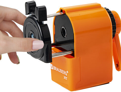 Точилка механическая BRAUBERG "JET", металлический механизм, корпус оранжевый, 229567
