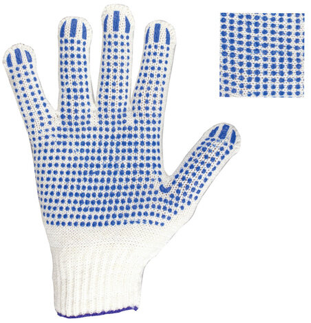 Перчатки хлопчатобумажные, КОМПЛЕКТ 5 ПАР, 7,5 класс, 46-48 г, 166 текс, ПВХ-точка, LAIMA "СТАНДАРТ", БЕЛЫЕ, 600801