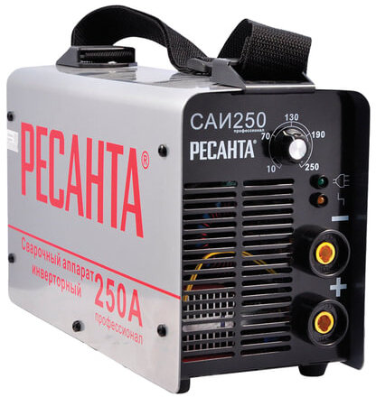 Сварочный аппарат инверторный, сварочный ток до 250 А, диаметр электрода до 6 мм, РЕСАНТА САИ 250, 65/6